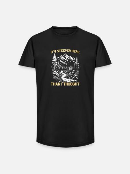 Steeper here Hiking Mountains Mountaineering - Long Fit Men's T-Shirt - black