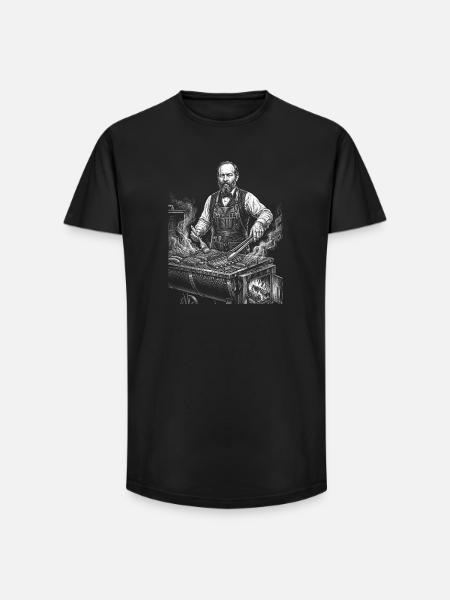 James A Grilling BBQ - Long Fit Men's T-Shirt - black