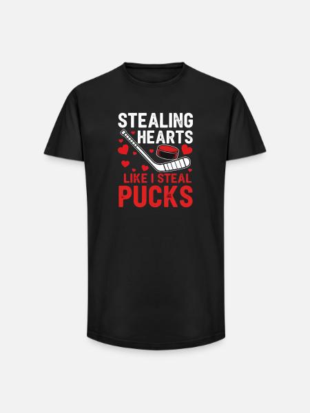 Stealing hearts like pucks - Long Fit Men's T-Shirt - black