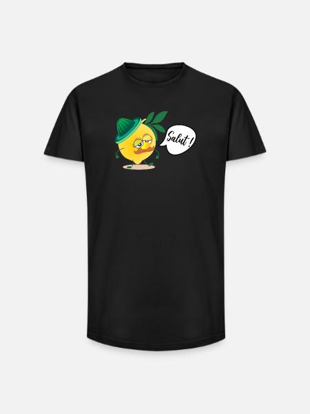 Lemon Daddy Moustache - Long Fit Men's T-Shirt - black