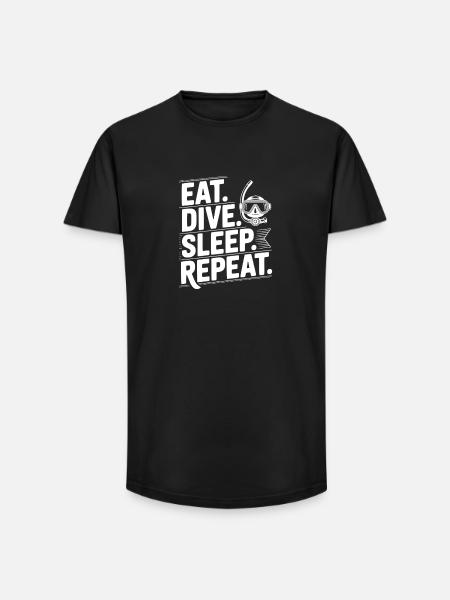 Eat. Dive. Sleep. Repeat. - Long Fit Men's T-Shirt - black