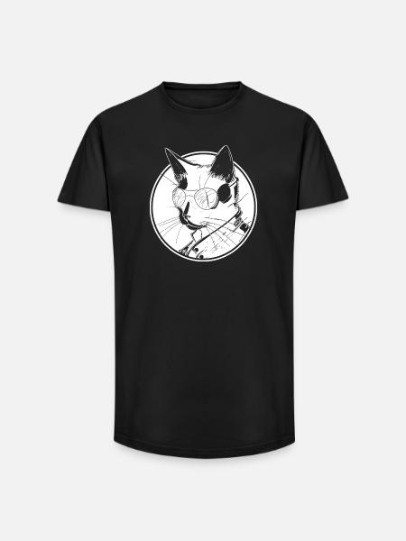 Cat Steampunk - Long Fit Men's T-Shirt - black
