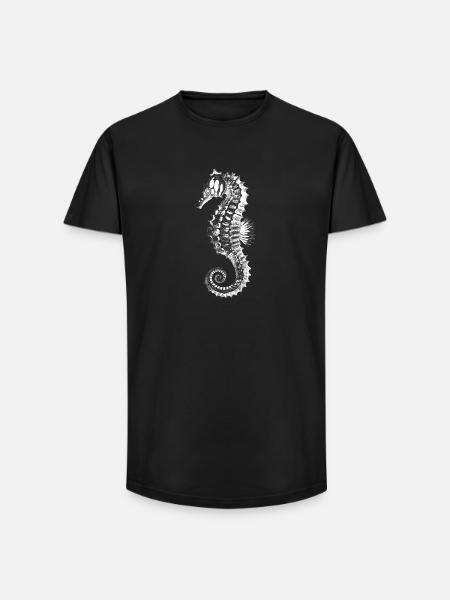 Seahorse Silhouette Brick - Long Fit Men's T-Shirt - black