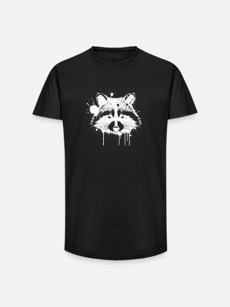 Raccoon Splash Graffiti - Long Fit Men's T-Shirt - black