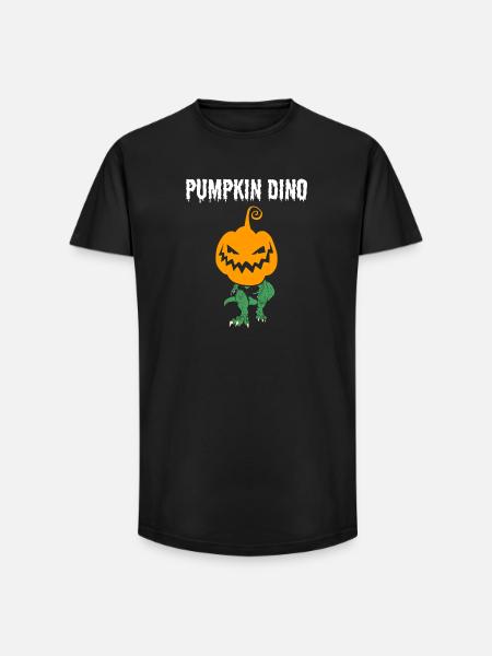 Funny Halloween Pumpkin Dino - Long Fit Men's T-Shirt - black
