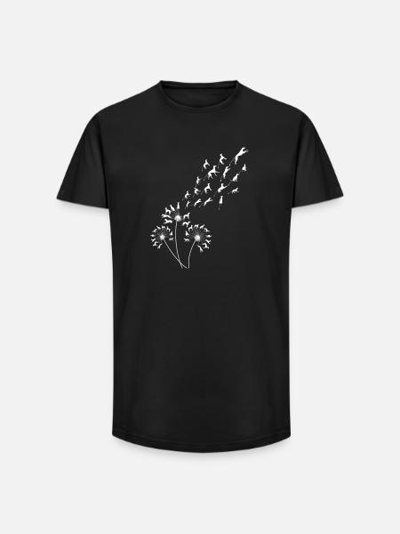 Dandelion Greyhound Floral Sighthound - Long Fit Men's T-Shirt - black