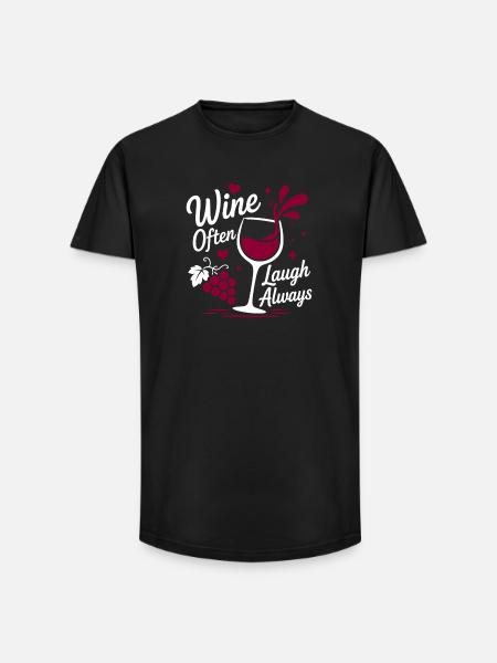 Wine Often Laugh Always - Long Fit Men's T-Shirt - black
