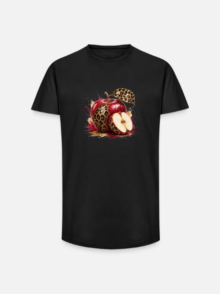 Leopard Glam Apple - Long Fit Men's T-Shirt - black