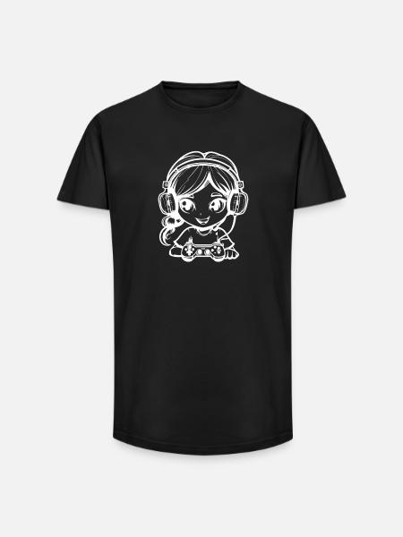 Filles gamers - T-shirt coupe longue homme - noir