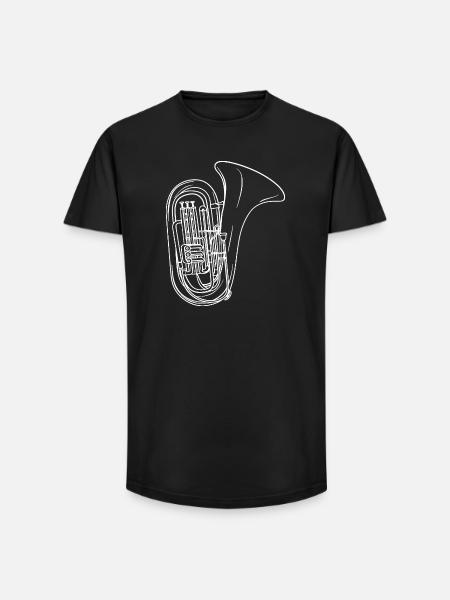 Tuba Drawing - Long Fit Men's T-Shirt - black