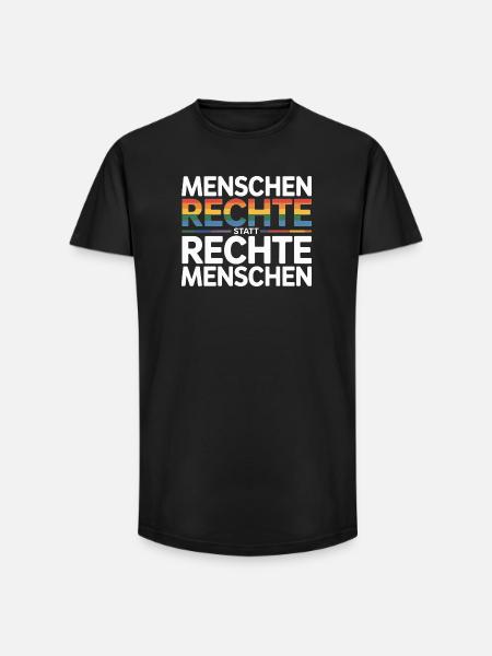 Menschenrechte statt rechte Menschen Sticker  - Long Fit Männer T-Shirt - Schwarz