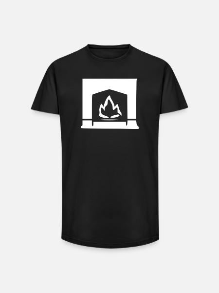 Fireplace Flame White Gift - Long Fit Men's T-Shirt - black