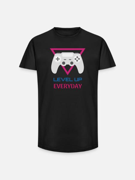 Level Up Everyday Gamer - Long Fit Men's T-Shirt - black