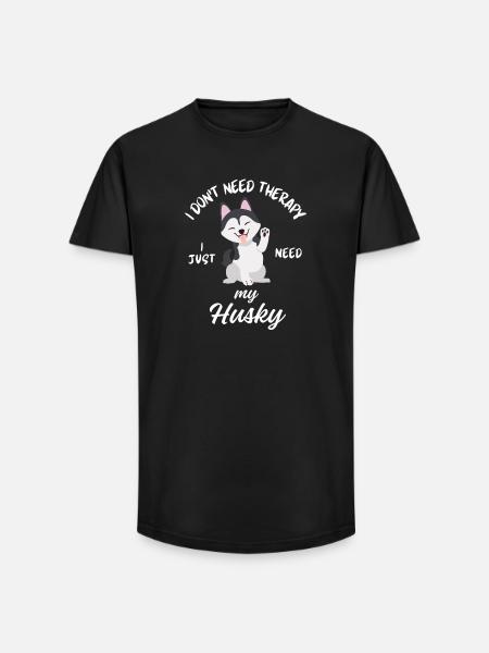 Husky Therapy Dog - Long Fit Men's T-Shirt - black