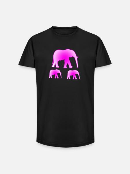 Elefanten - Long Fit Männer T-Shirt - Schwarz