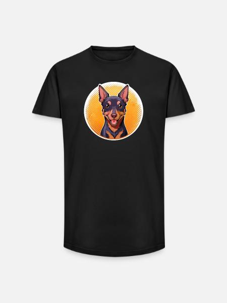 Pinscher (Comic-Porträt) - Long Fit Männer T-Shirt - Schwarz