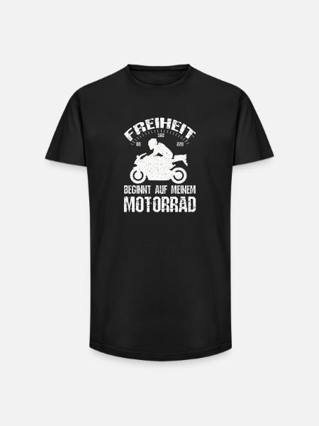 Freiheit Motorrad - Long Fit Männer T-Shirt - Schwarz
