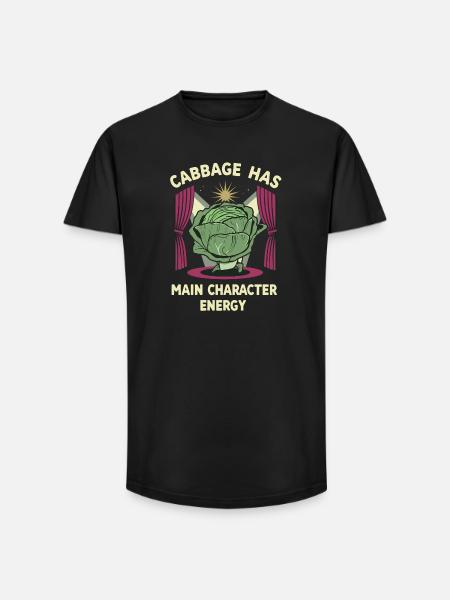 Cabbage Main Character Energy - Long Fit Männer T-Shirt - Schwarz