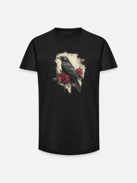 Rabe - Long Fit Männer T-Shirt - Schwarz