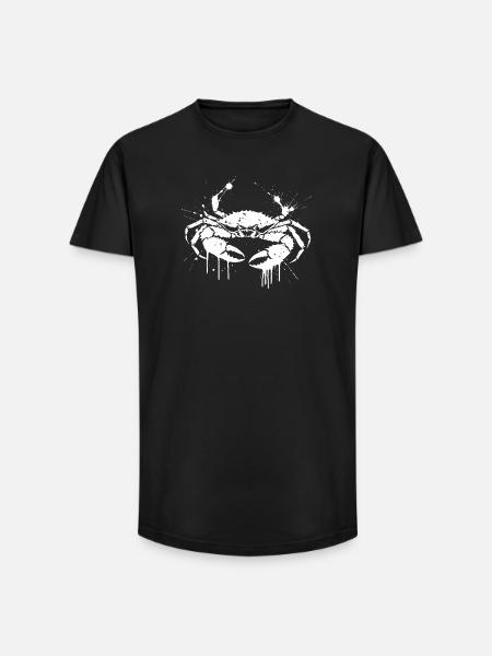 Crab Splash Grunge White - Long Fit Men's T-Shirt - black