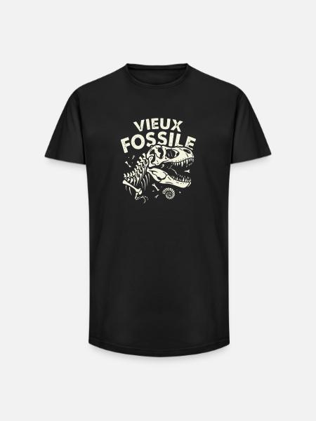 Old Fossil Dinosaur Humor Birthday - Long Fit Men's T-Shirt - black