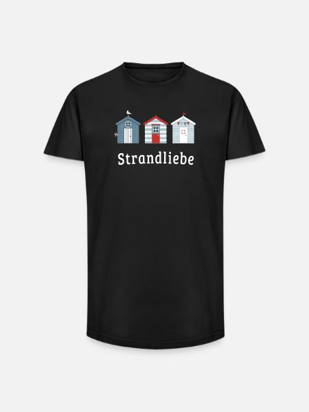 Strandliebe – Maritime Strandhäuser - Long Fit Männer T-Shirt - Schwarz