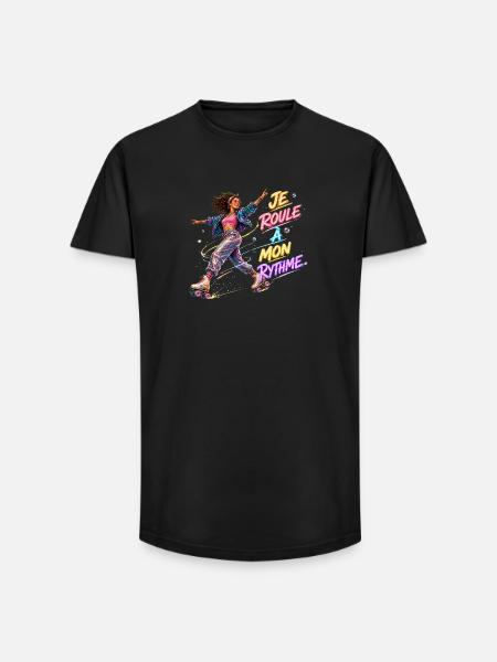 Rythme Neon en Roller - T-shirt coupe longue homme - noir