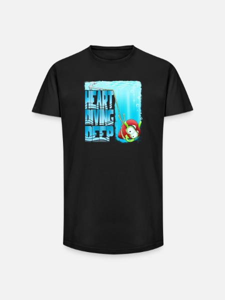 Heart Diving Deep Underwater Adventure - Long Fit Men's T-Shirt - black