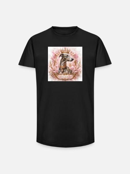 Royal Greyhound Portrait with Crown - Long Fit Men's T-Shirt - black