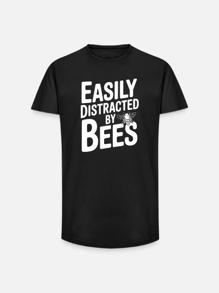 Easily Distracted By Bees - Long Fit Men's T-Shirt - black