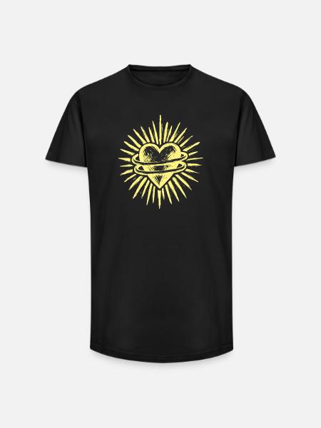 Herzsonne Strahlendes Herz - Long Fit Männer T-Shirt - Schwarz