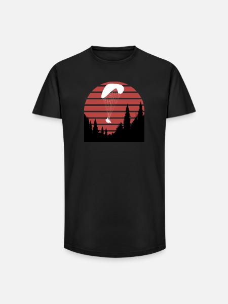 Gleitschirm_uber_Wald - Long Fit Männer T-Shirt - Schwarz