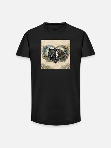 Clockwork Wolf's Heart - Long Fit Men's T-Shirt - black