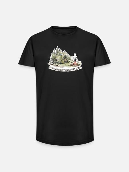 Living on Espresso & Dirt Roads - Long Fit Men's T-Shirt - black