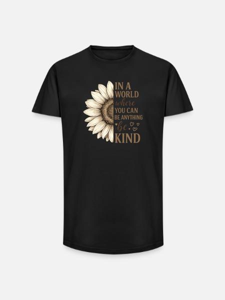 Sunflower Quote Be Kind - Long Fit Men's T-Shirt - black