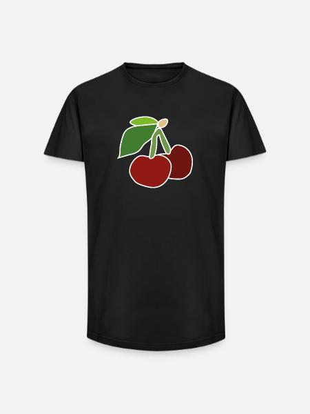 Red Cherries – Fruity Pop Illustration - Long Fit Men's T-Shirt - black