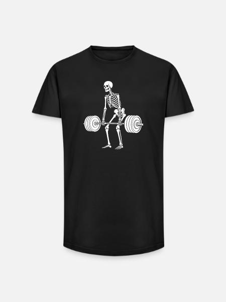 Skeleton weight lifting - Long Fit Men's T-Shirt - black