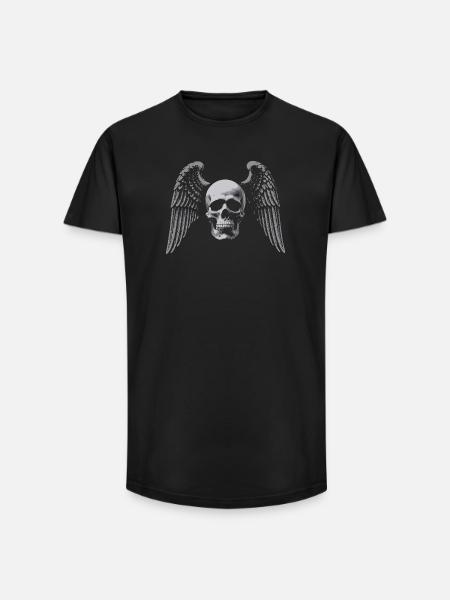 Winged Skull Gothic Emblem - Long Fit Men's T-Shirt - black