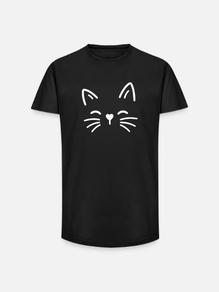 Cute cat with heart nose - Long Fit Men's T-Shirt - black