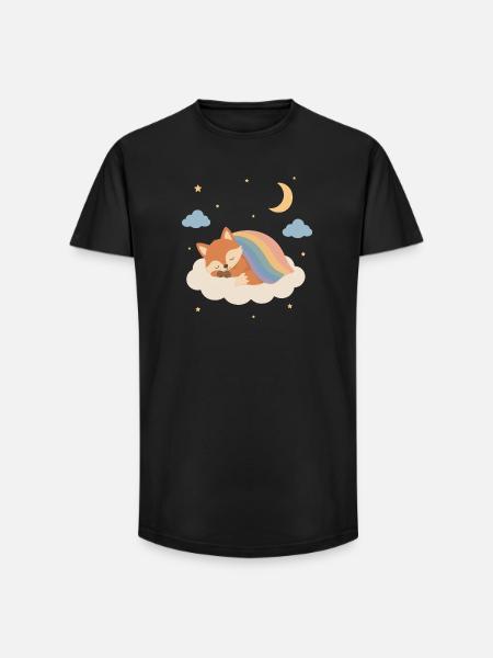 Sleeping fox under the rainbow - Long Fit Men's T-Shirt - black