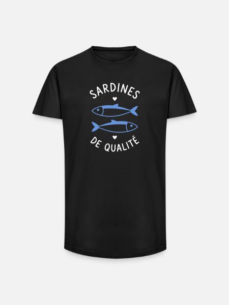 Quality Sardines – Blue Illustration - Long Fit Men's T-Shirt - black