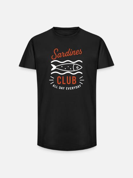 Sardines Club Every Day - Long Fit Men's T-Shirt - black