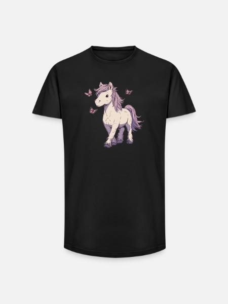 Franges avec des papillons - T-shirt coupe longue homme - noir