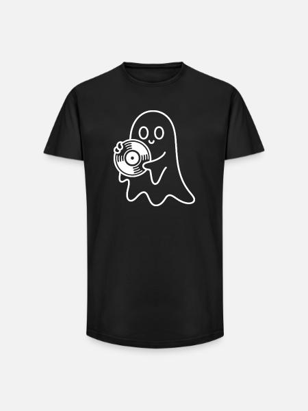 Fantôme avec disque vinyle - T-shirt coupe longue homme - noir