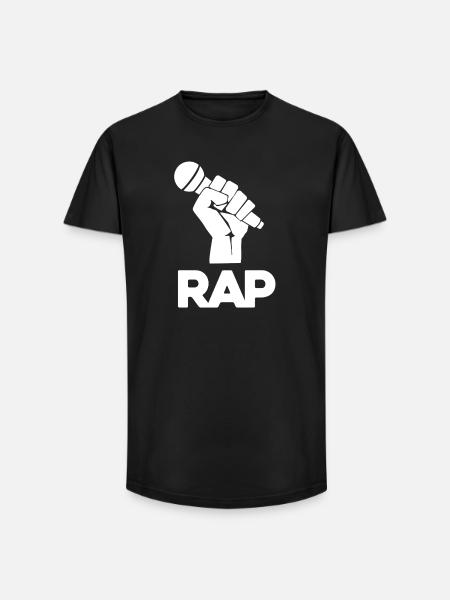 Silhouette du micro rap - T-shirt coupe longue homme - noir