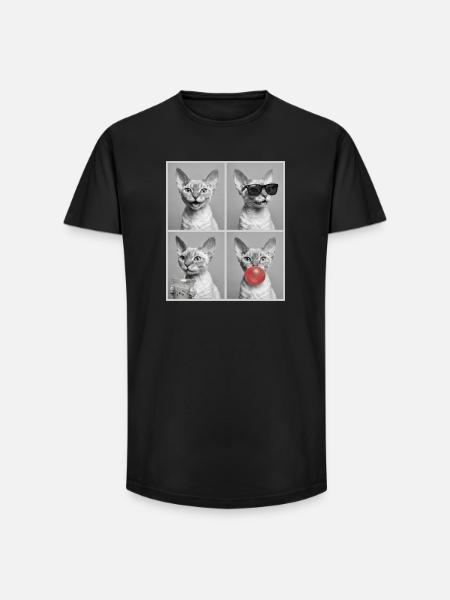 Cats Devon Rex Cat - Long Fit Men's T-Shirt - black