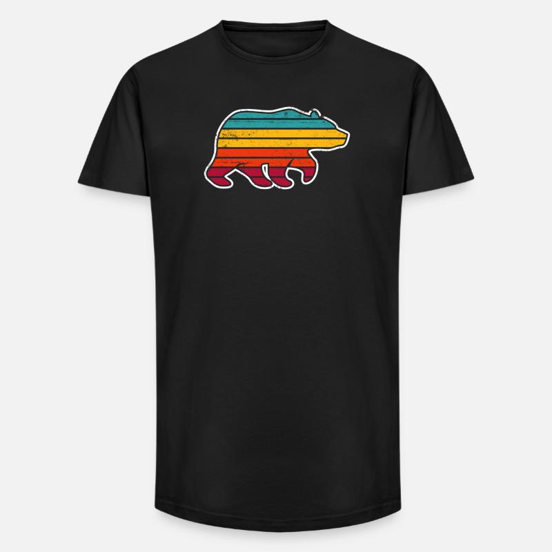 Rainbow Stripe Bear Silhouette - Long Fit Men's T-Shirt - black