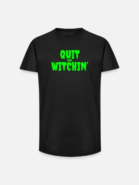 Spooky Green Witching Quit Design - Long Fit Men's T-Shirt - black