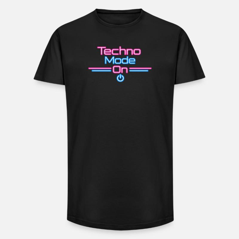 Techno Mode Neon On - Long Fit Männer T-Shirt - Schwarz