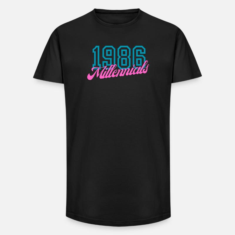 1986 Millennials Retro Numerisches Design - Long Fit Männer T-Shirt - Schwarz